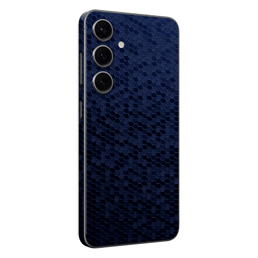 Samsung Galaxy S24+ PLUS Luxuria Navy Blue Honeycomb 3D Textured Skin Wrap Sticker Decal Cover Protector by EasySkinz | EasySkinz.com