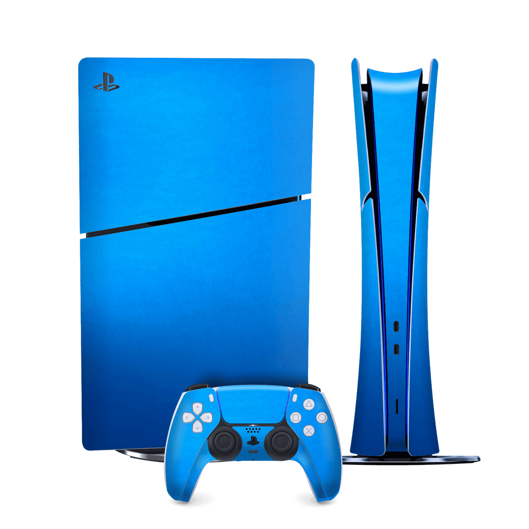 PS5 SLIM DIGITAL EDITION (PlayStation 5 SLIM) Satin Blue Metallic Matt Matte Skin Wrap Sticker Decal Cover Protector by QSKINZ | qskinnz.com