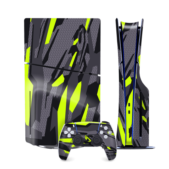 PS5 SLIM DISC EDITION (PlayStation 5 SLIM) Print Printed Custom SIGNATURE Abstract Green Camouflage Skin Wrap Sticker Decal Cover Protector by QSKINZ | qskinnz.com