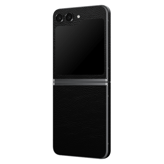 Samsung Galaxy Z Flip 5 (2023) Luxuria BLACK LEATHER Riders Skin Wrap Sticker Decal Cover Protector by EasySkinz | EasySkinz.com