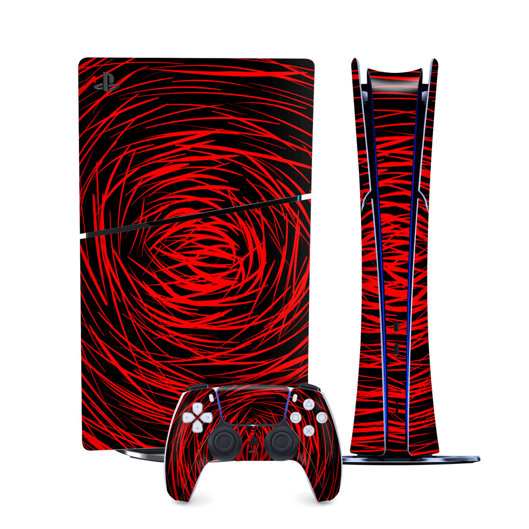PS5 SLIM DIGITAL EDITION (PlayStation 5 SLIM) Print Printed Custom SIGNATURE Quasar Red Mesh Skin Wrap Sticker Decal Cover Protector by QSKINZ | qskinnz.com