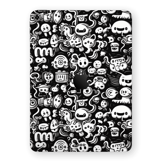 iPad Air 13” (M2) Print Printed Custom SIGNATURE Pictogram Party Monochrome Black and White Icons Faces Skin Wrap Sticker Decal Cover Protector by QSKINZ | qskinnz.com