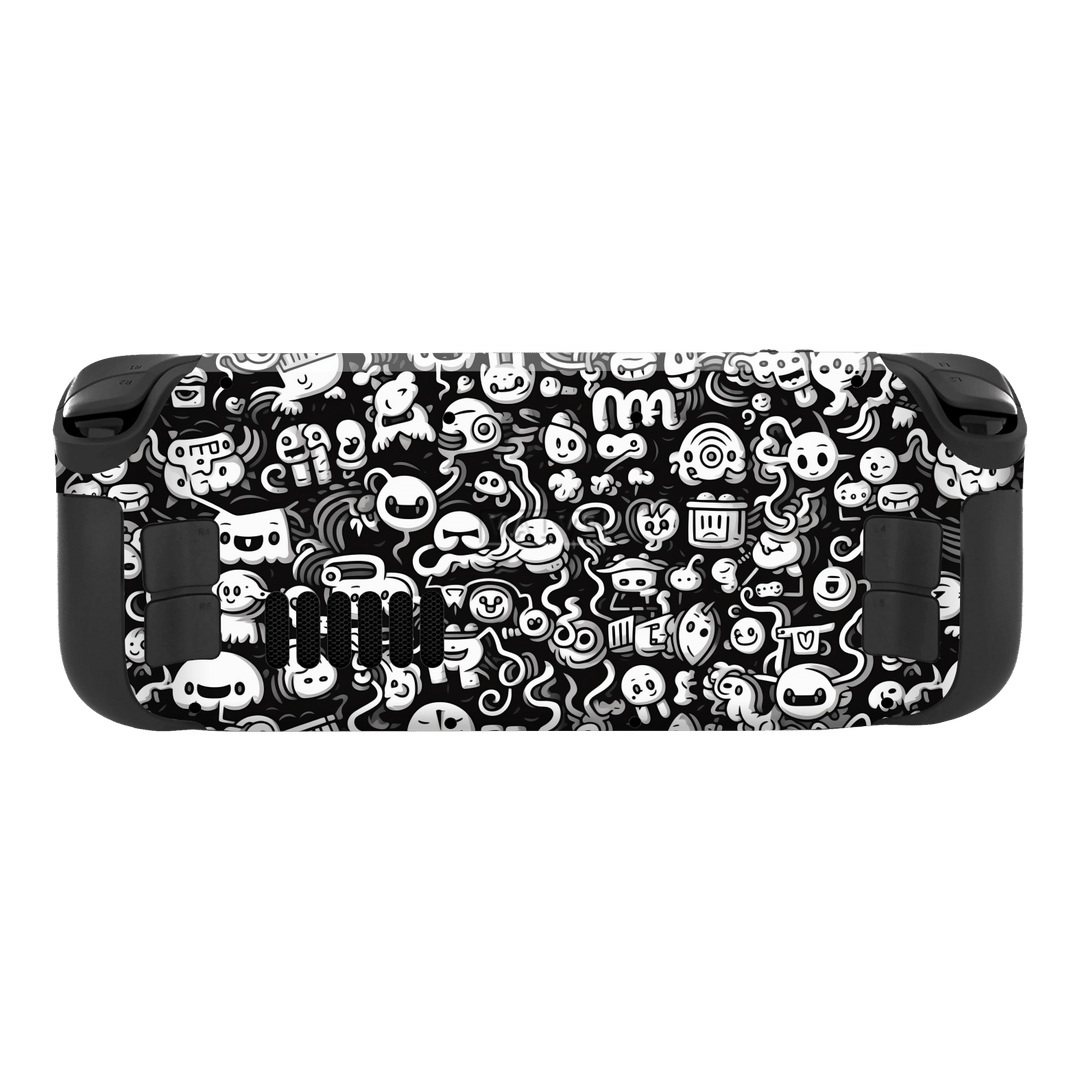 Steam Deck OLED Print Printed Custom SIGNATURE Pictogram Party Monochrome Black and White Icons Faces Skin Wrap Sticker Decal Cover Protector by QSKINZ | qskinnz.com