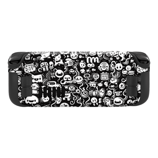 Steam Deck OLED Print Printed Custom SIGNATURE Pictogram Party Monochrome Black and White Icons Faces Skin Wrap Sticker Decal Cover Protector by QSKINZ | qskinnz.com