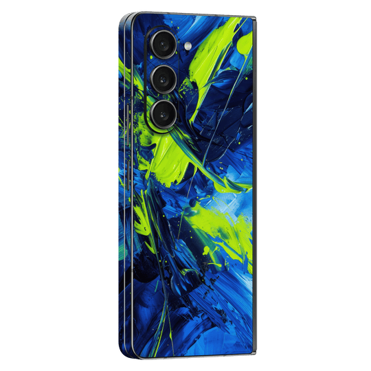 Samsung Galaxy Z FOLD 5 Print Printed Custom SIGNATURE Glowquatic Neon Yellow Green Blue Skin Wrap Sticker Decal Cover Protector by QSKINZ | qskinnz.com