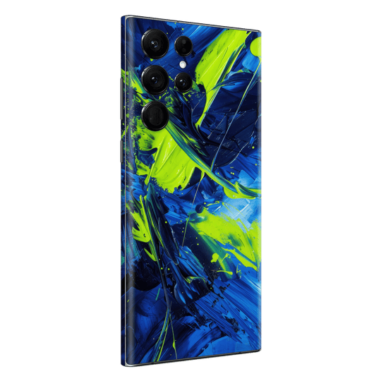 Samsung Galaxy S23 ULTRA Print Printed Custom SIGNATURE Glowquatic Neon Yellow Green Blue Skin Wrap Sticker Decal Cover Protector by QSKINZ | qskinnz.com