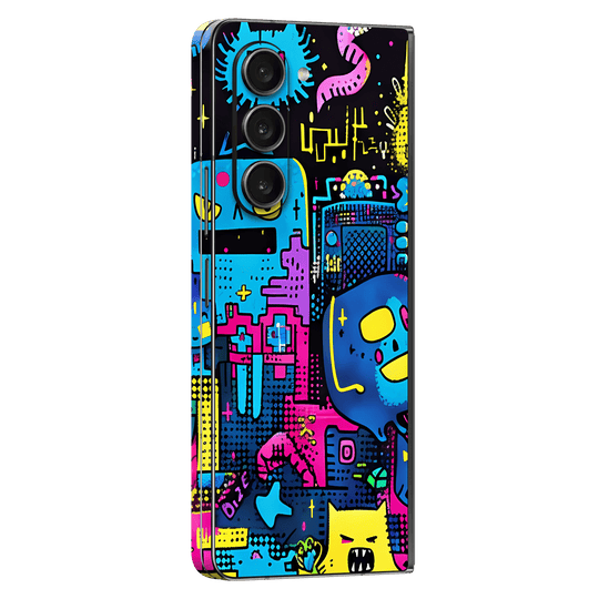 Samsung Galaxy Z FOLD 5 Print Printed Custom SIGNATURE Arcade Rave Gaming Gamer Pixel Skin Wrap Sticker Decal Cover Protector by QSKINZ | qskinnz.com