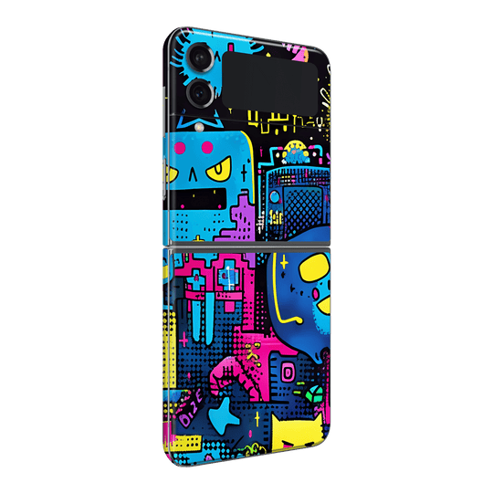 Samsung Galaxy Z Flip 4 Print Printed Custom SIGNATURE Arcade Rave Gaming Gamer Pixel Skin Wrap Sticker Decal Cover Protector by QSKINZ | qskinnz.com