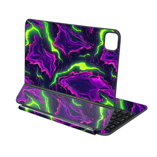 Magic Keyboard for iPad PRO 11” (M4, 2024) Print Printed Custom SIGNATURE Twisterra Twist Neon Purple Yellow Green Anime Skin Wrap Sticker Decal Cover Protector by QSKINZ | qskinnz.com