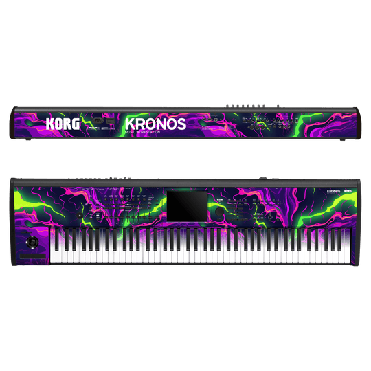 Korg Kronos 2 Music Workstation (88 keys) Print Printed Custom SIGNATURE Twisterra Twist Neon Purple Yellow Green Anime Skin Wrap Sticker Decal Cover Protector by Keyskinz & Jordan Rudess | qskinnz.com
