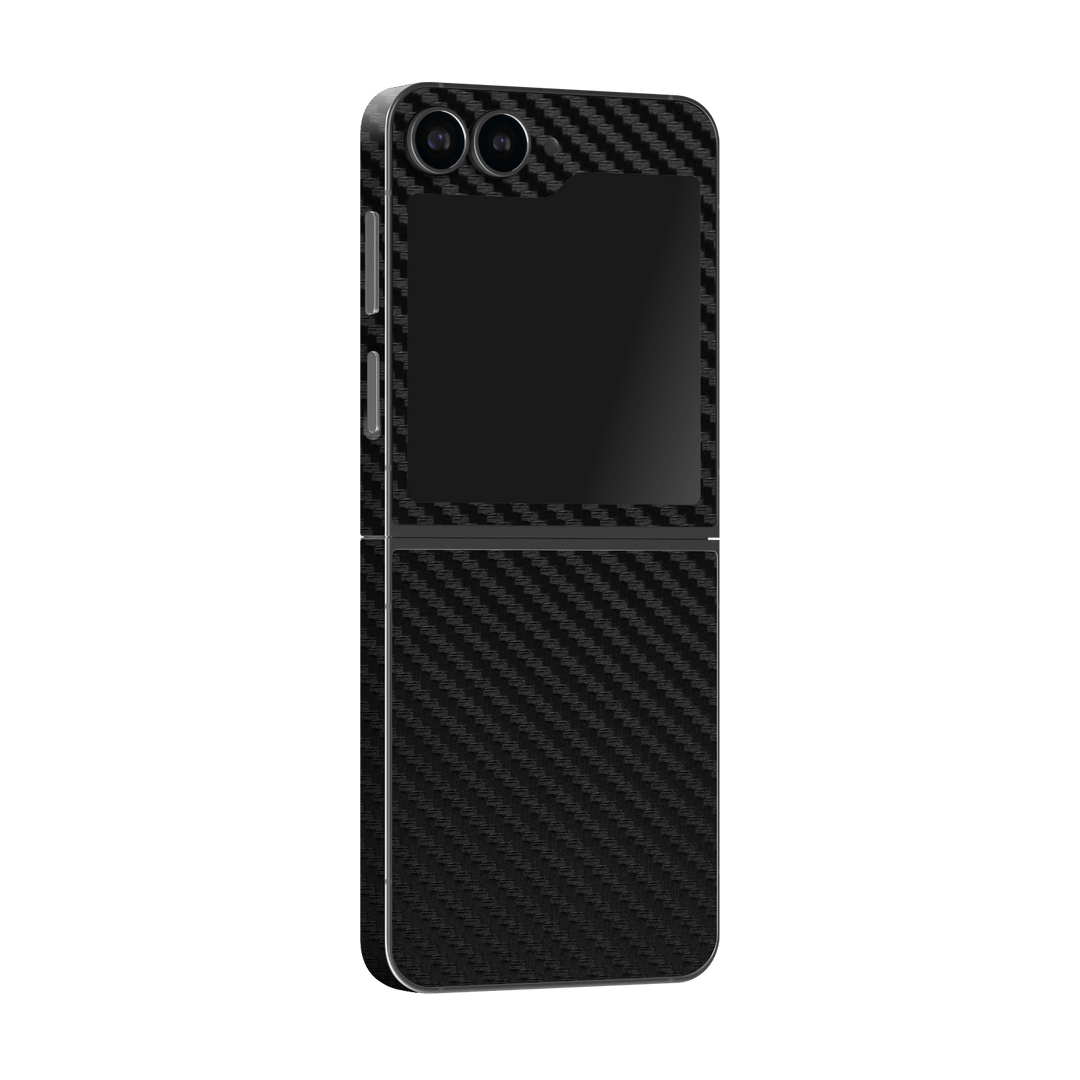 Samsung Galaxy Z Flip 6 (2024) Black 3D Textured Carbon Fibre Fiber Skin Wrap Sticker Decal Cover Protector by Qskinz | qskinnz.com
