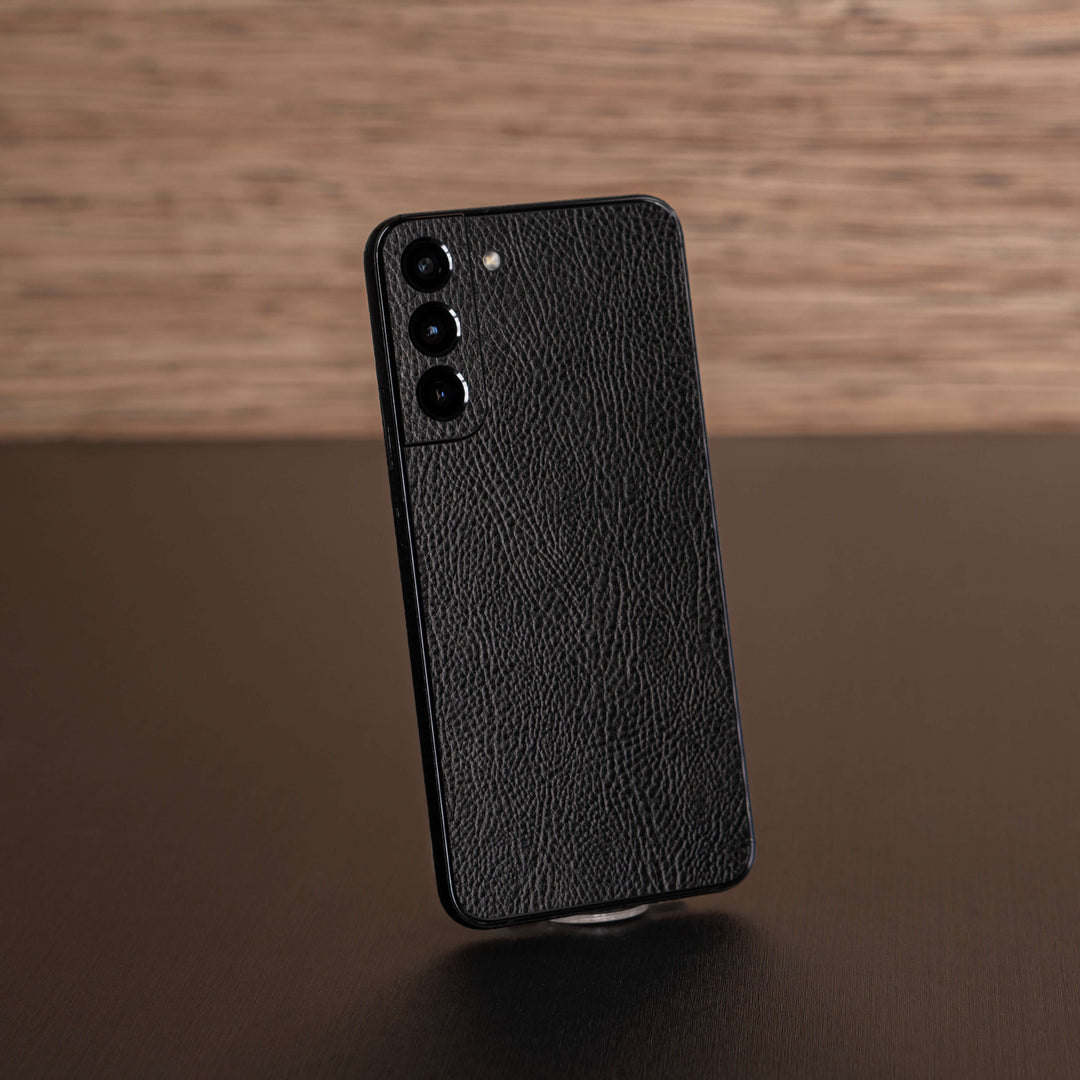 Samsung Galaxy S22 Luxuria Riders Black Leather Jacket 3D Textured Skin Wrap Decal Cover Protector by EasySkinz | EasySkinz.com