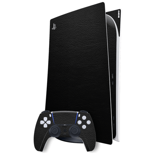 Playstation 5 (PS5) DIGITAL EDITION Luxuria Riders Black Leather Jacket 3D Textured Skin Wrap Sticker Decal Cover Protector by EasySkinz | EasySkinz.com