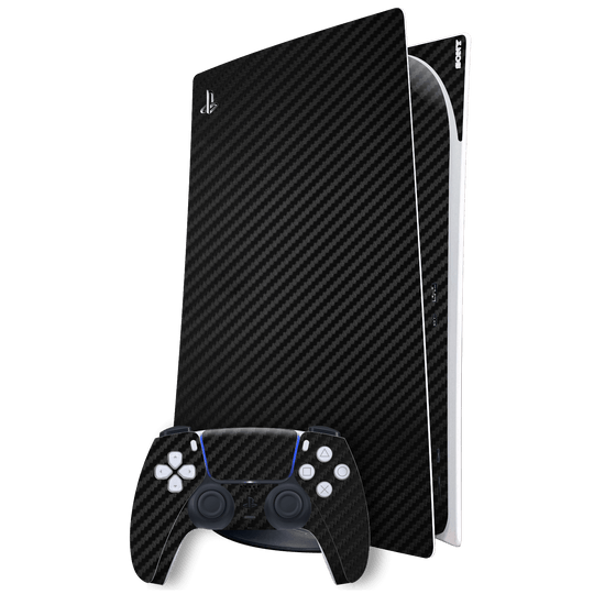 Playstation 5 (PS5) DIGITAL EDITION Black 3D Textured Carbon Fibre Fiber Skin Wrap Sticker Decal Cover Protector by EasySkinz | EasySkinz.com