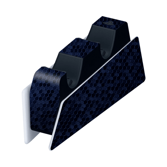 PS5 Playstation 5 DualSense Charging Station Skin - Luxuria Navy Blue Honeycomb 3D Textured Skin Wrap Decal Cover Protector by EasySkinz | EasySkinz.com