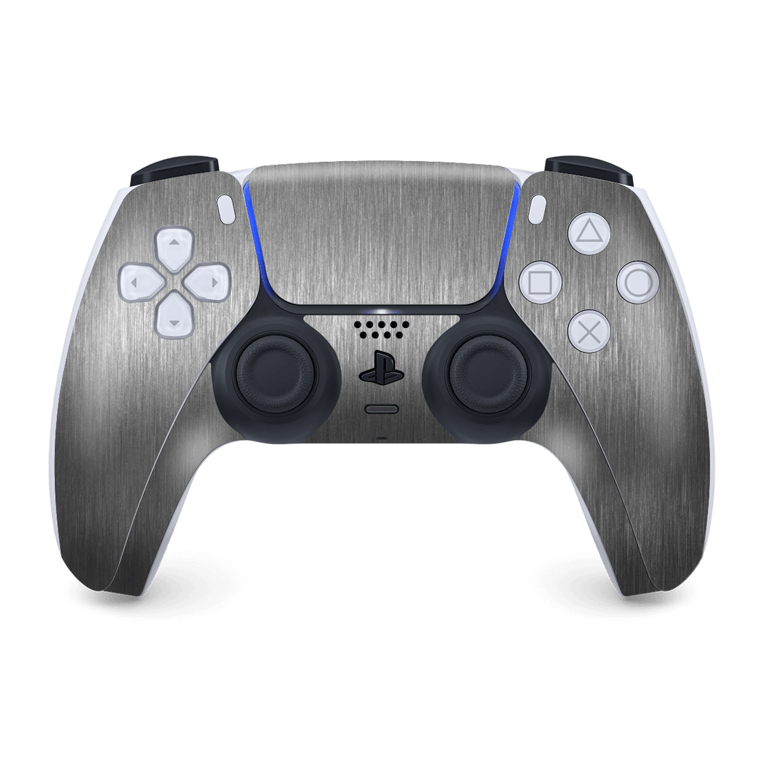 PS5 Playstation 5 DualSense Wireless Controller Skin - Brushed Metal Titanium Metallic Skin Wrap Decal Cover Protector by EasySkinz | EasySkinz.com