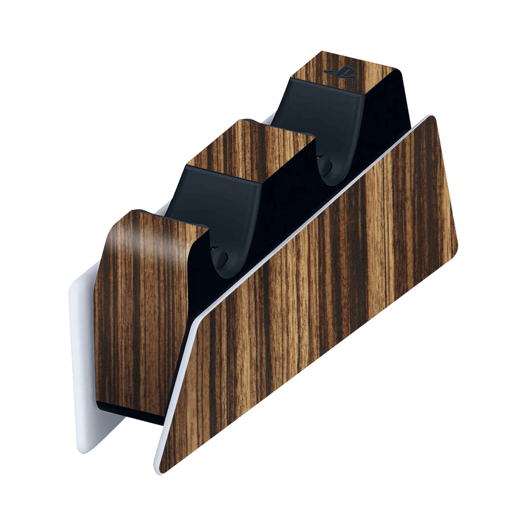 PS5 Playstation 5 DualSense Charging Station Skin - Luxuria Zebrano Wood Wooden Effect Skin Wrap Decal Cover Protector by EasySkinz | EasySkinz.com
